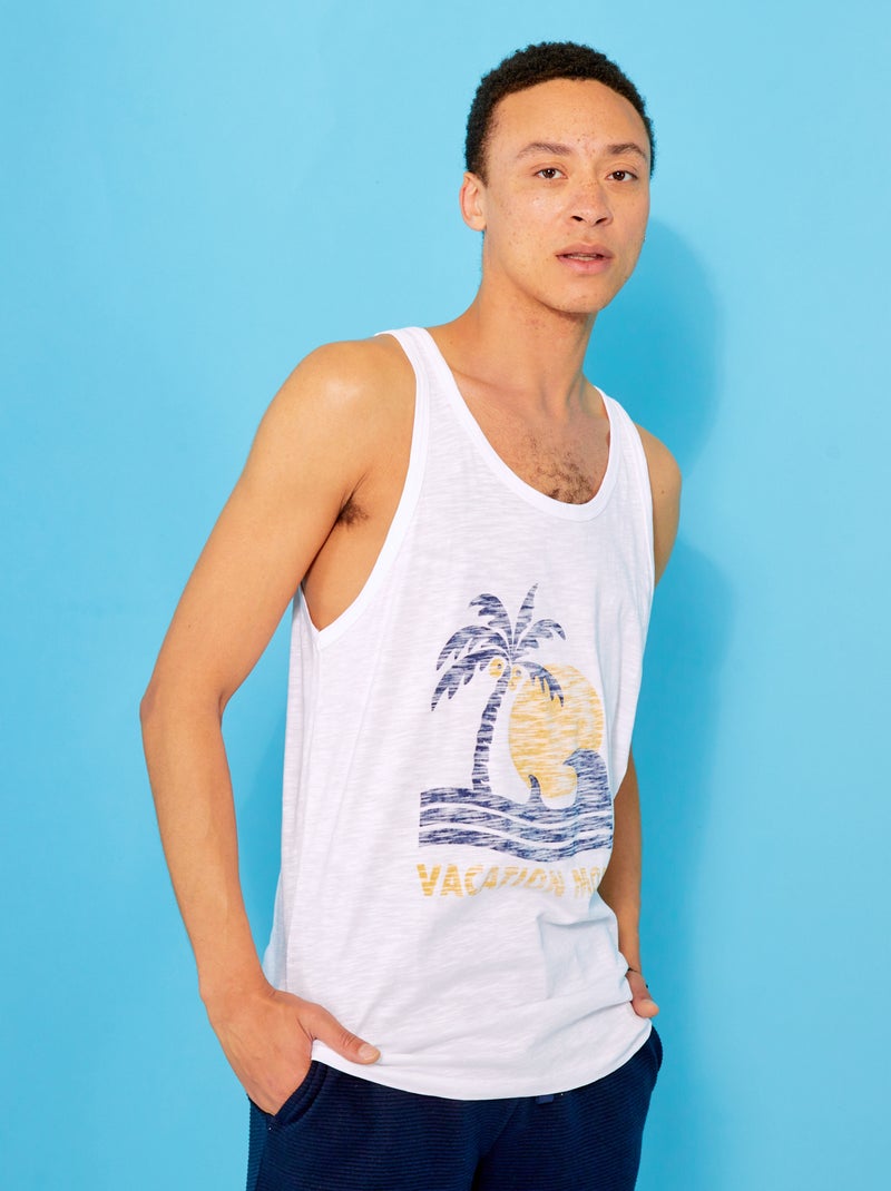 Singlet met print van 'Produkt' WIT - Kiabi