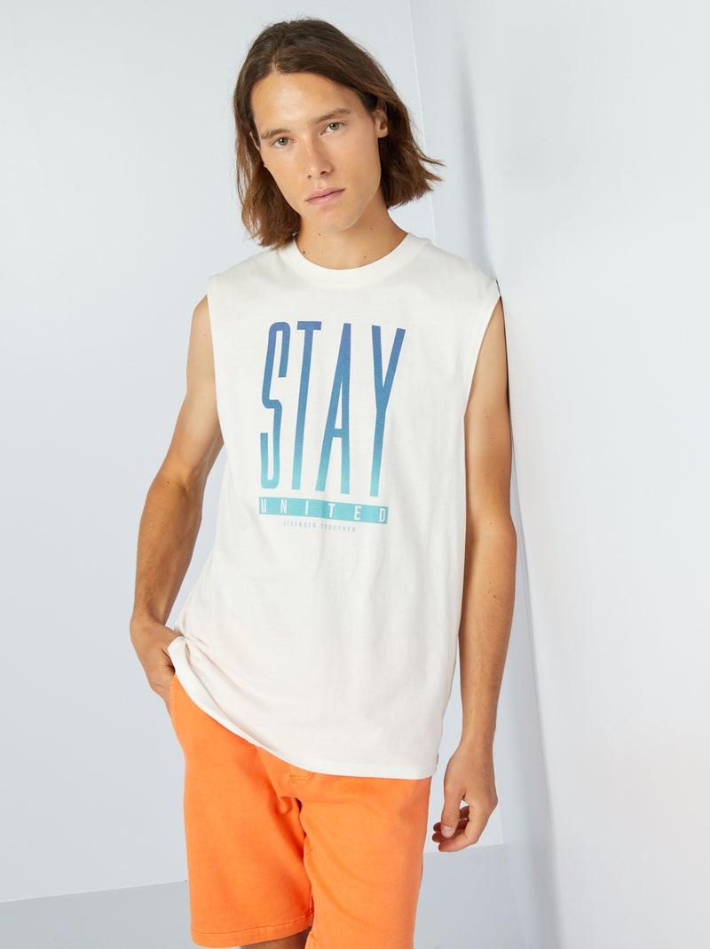 Singlet met print WIT - Kiabi