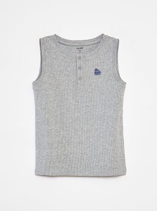 Singlet met ribbeltextuur en geknoopte kraag