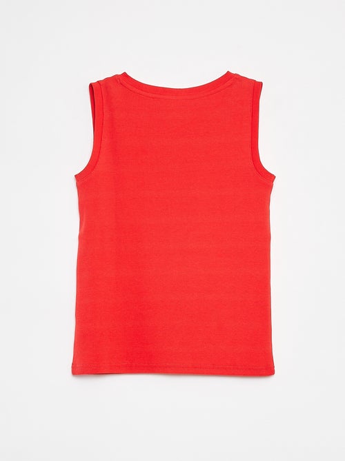 Singlet met ribbeltextuur en geknoopte kraag - Kiabi