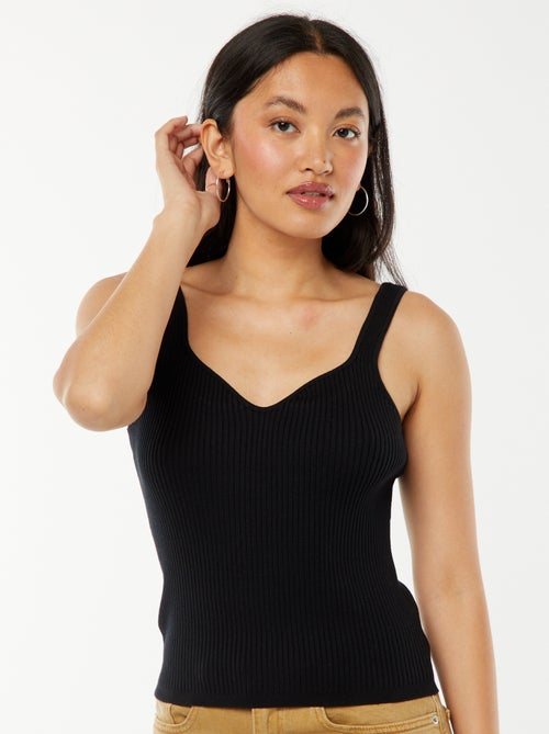 Singlet met ribbeltextuur en hartvormige halslijn - Kiabi