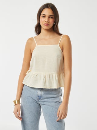 Singlet met spaghettibandjes en motiefje