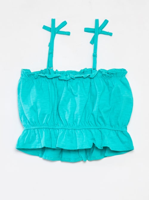 Singlet met spaghettibandjes en ruches - Kiabi