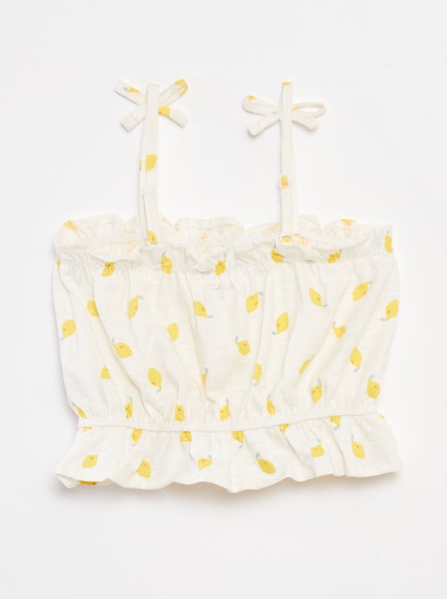 Singlet met spaghettibandjes en ruches - Kiabi