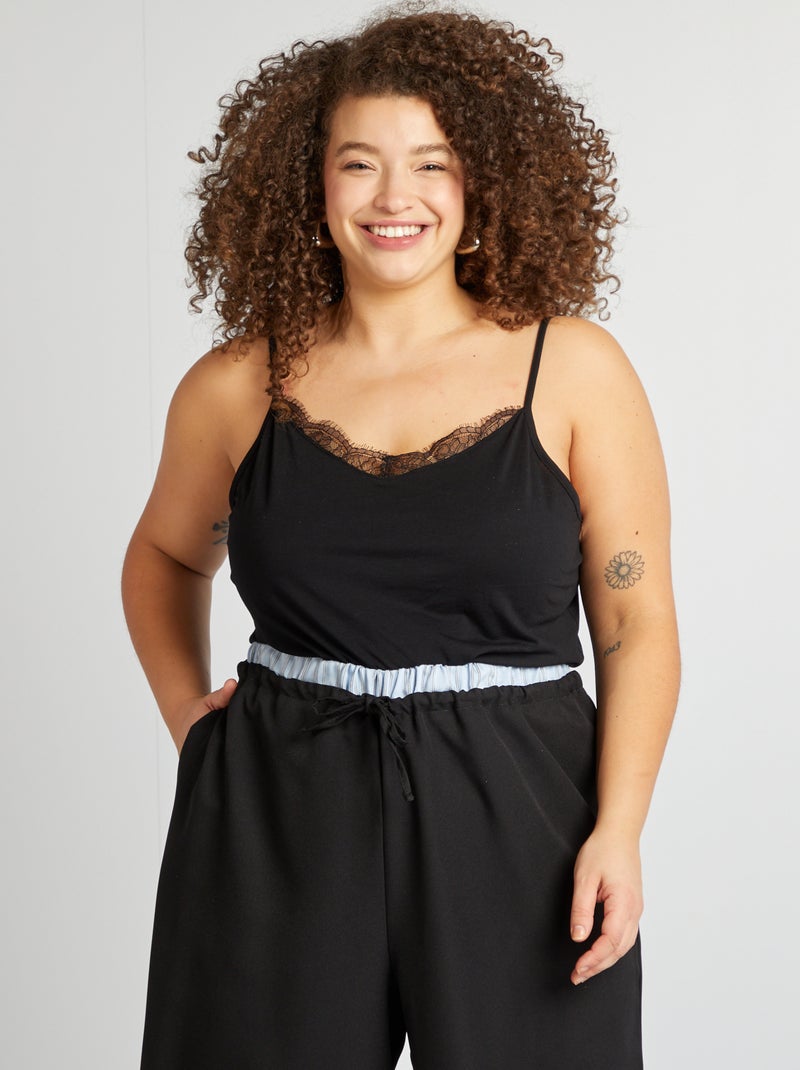 Singlet met spaghettibandjes zwart - Kiabi