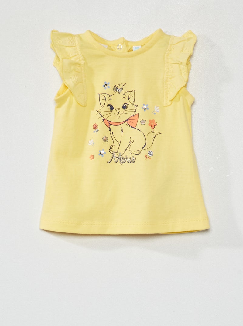 Singlet met volant en print 'Marie' geel - Kiabi
