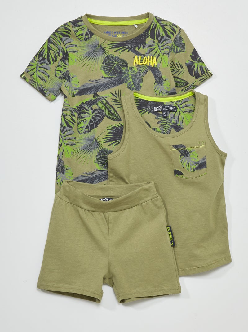 Singlet + T-shirt khaki - Kiabi