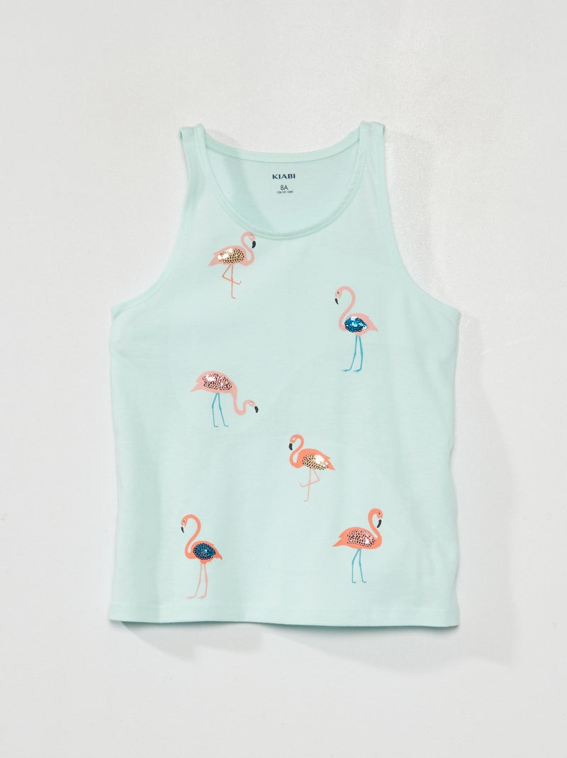 Singlet van jersey met motiefjes BLAUW - Kiabi