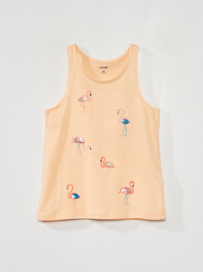 Singlet van jersey met motiefjes ORANJE - Kiabi