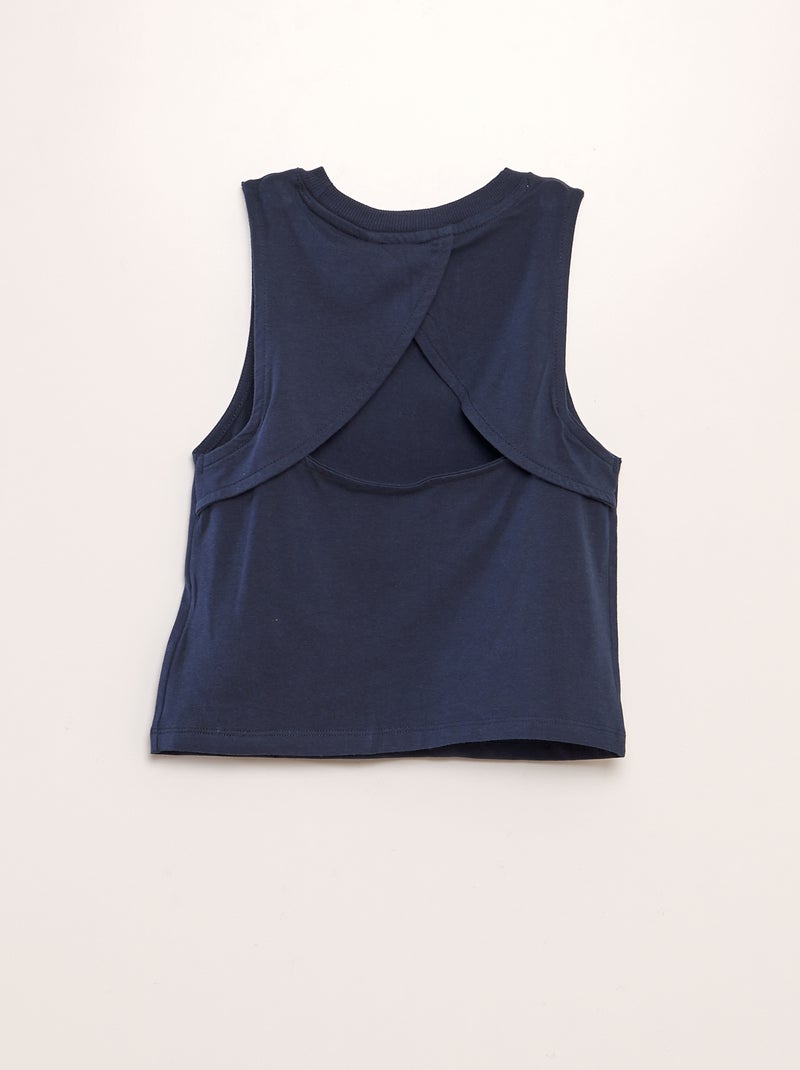 Singlet van jersey met open achterkant BLAUW - Kiabi