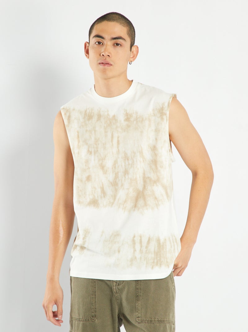 Singlet van jersey met tie-dyeprint BIEGE - Kiabi