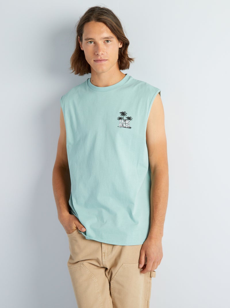 Singlet van jersey met tie-dyeprint oranje - Kiabi