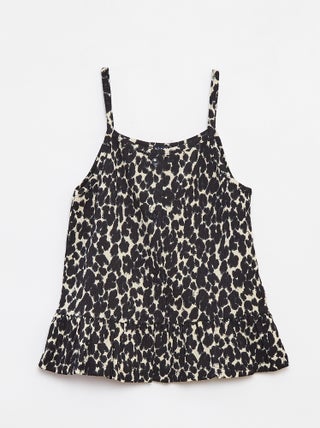 Singlet van kreukeltricot met smalle schouderbandjes