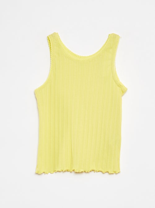 Singlet van ribstof met kant - Kiabi