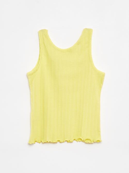 Singlet van ribstof met kant - Kiabi