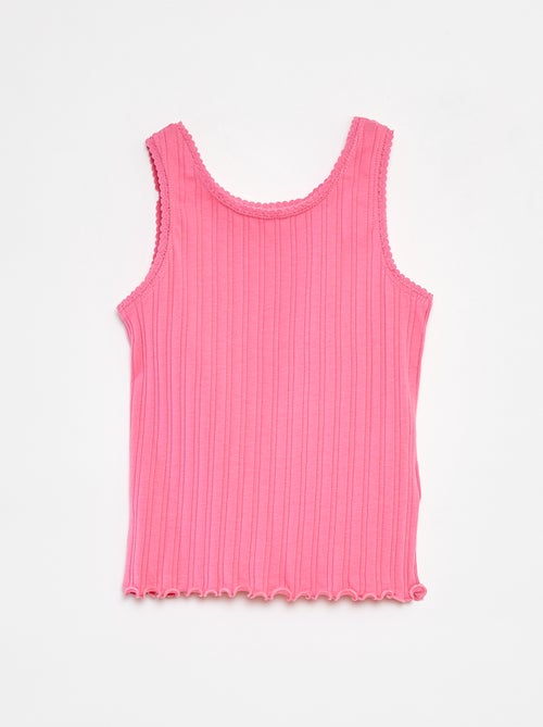 Singlet van ribstof met kant - Kiabi