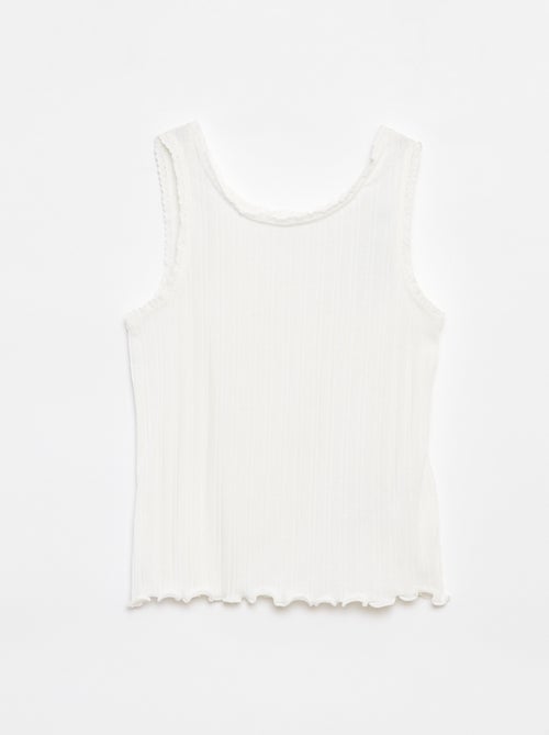 Singlet van ribstof met kant - Kiabi