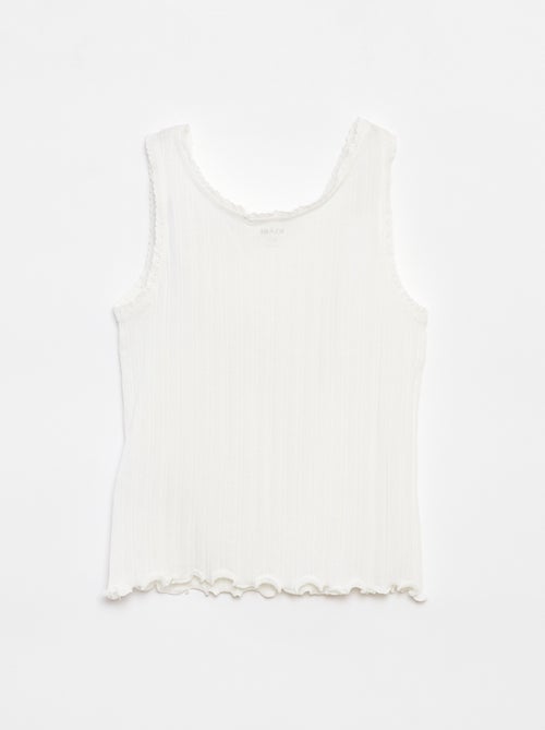 Singlet van ribstof met kant - Kiabi