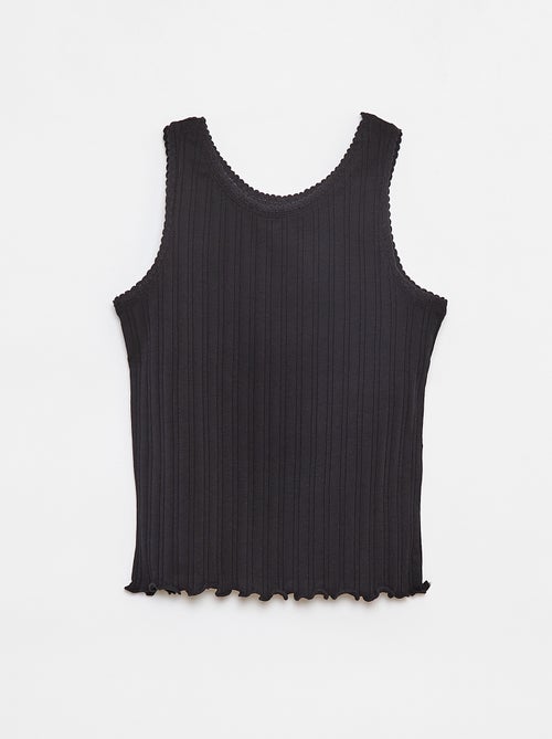 Singlet van ribstof met kant - Kiabi