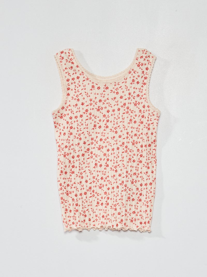 Singlet van ribstof met print ROSE - Kiabi