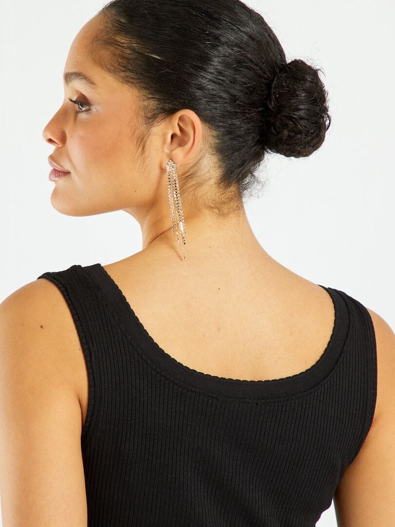 Singlet van ribtricot ECHT ZWART - Kiabi