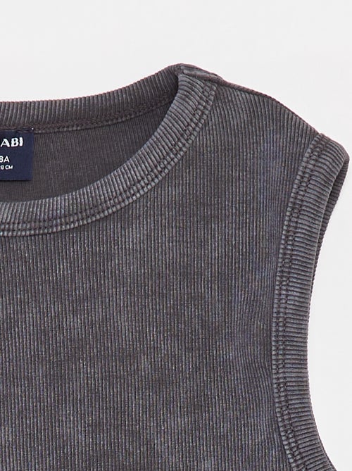 Singlet van ribtricot met verwassen effect - Kiabi