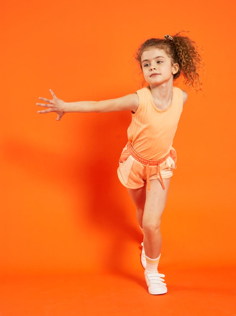 Singlet van ribtricot ORANJE - Kiabi