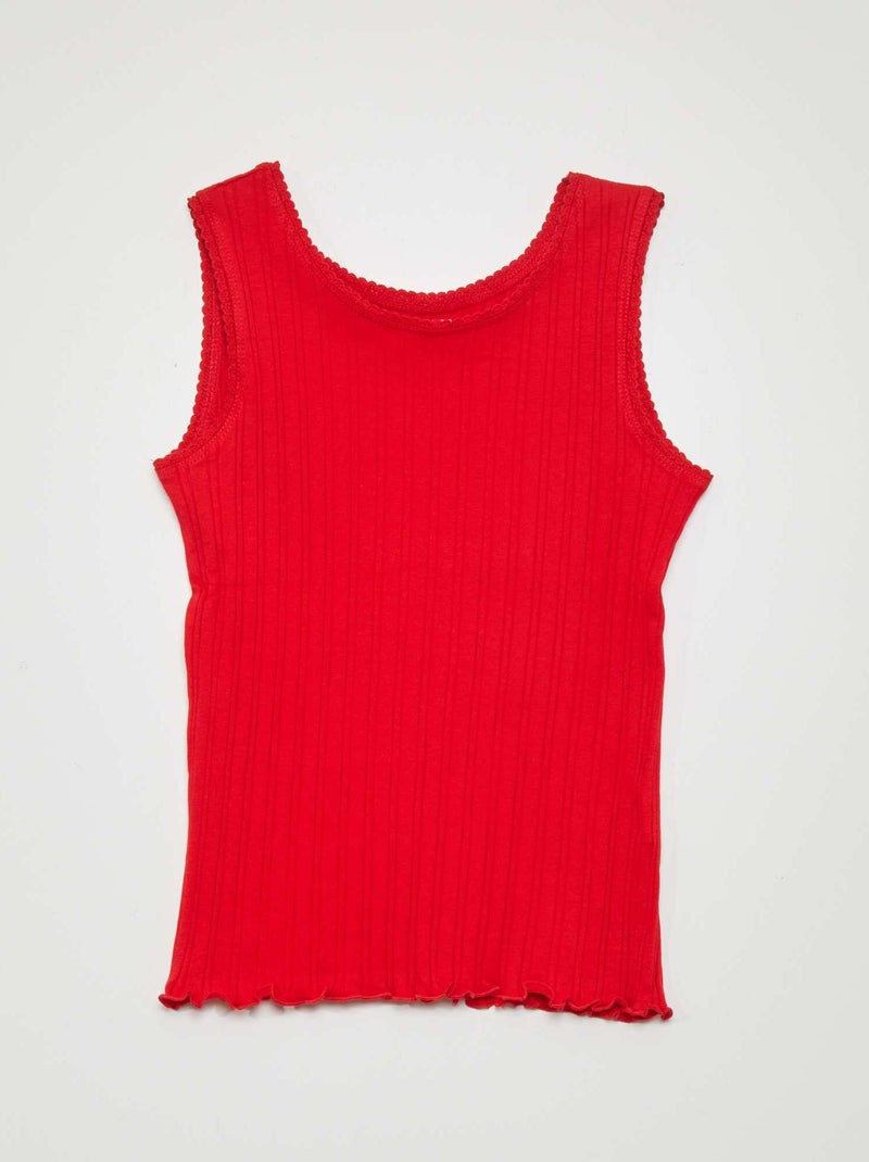 Singlet van ribtricot ROOD - Kiabi