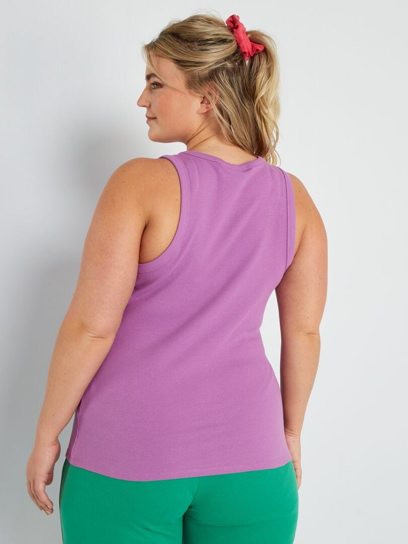 Singlet van ribtricot roze - Kiabi