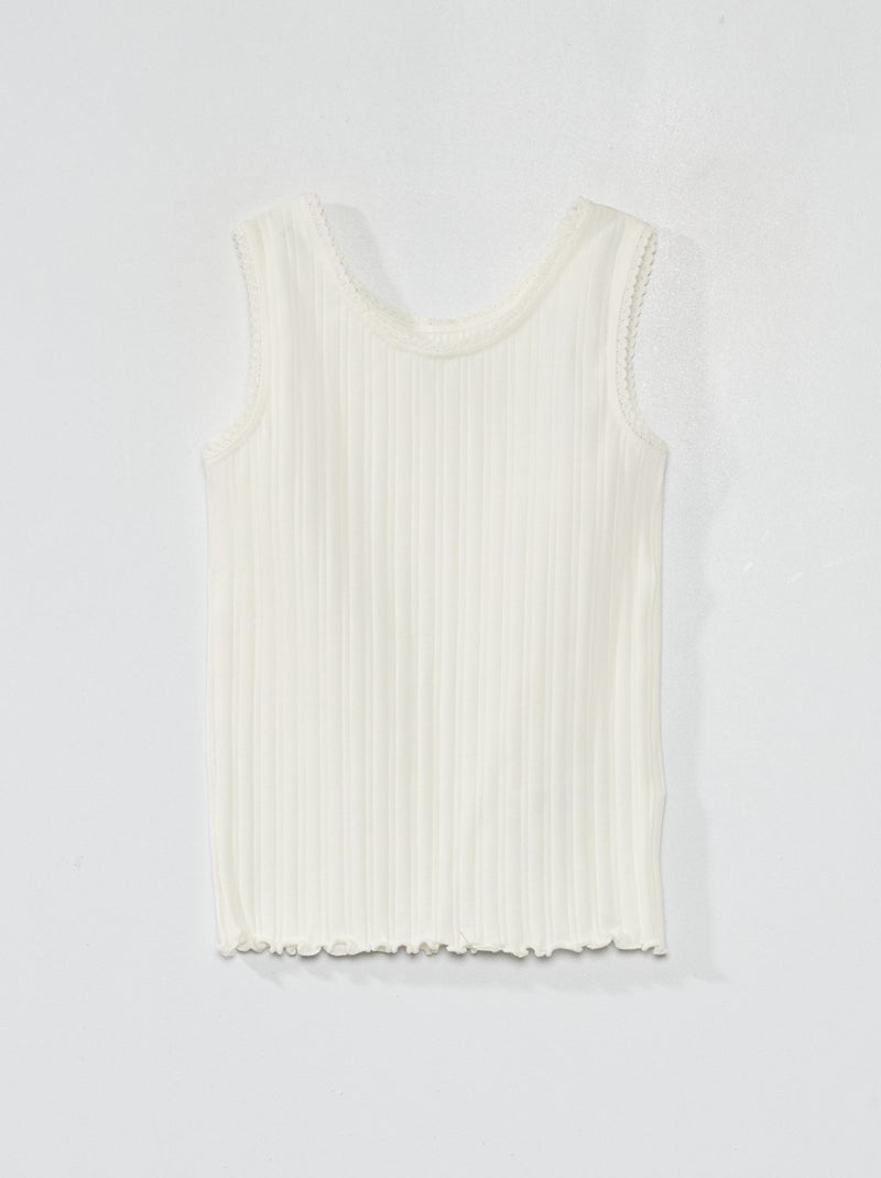 Singlet van ribtricot sneeuw wit - Kiabi