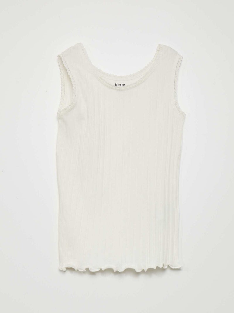 Singlet van ribtricot WIT - Kiabi