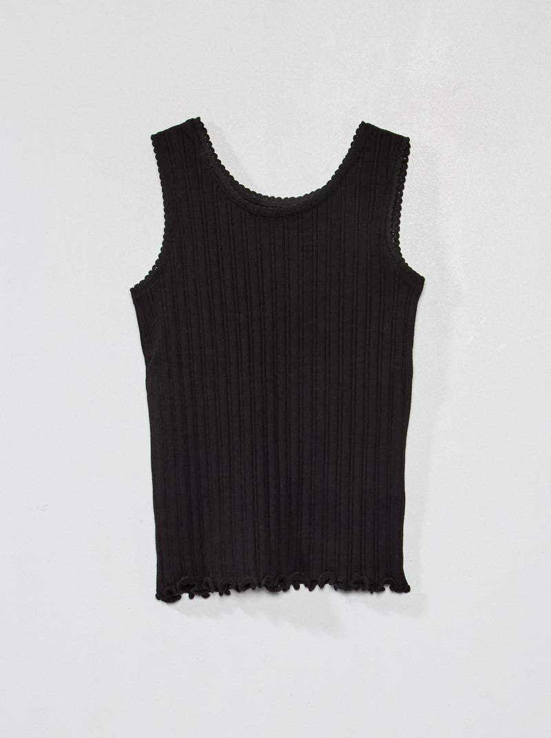 Singlet van ribtricot zwart - Kiabi