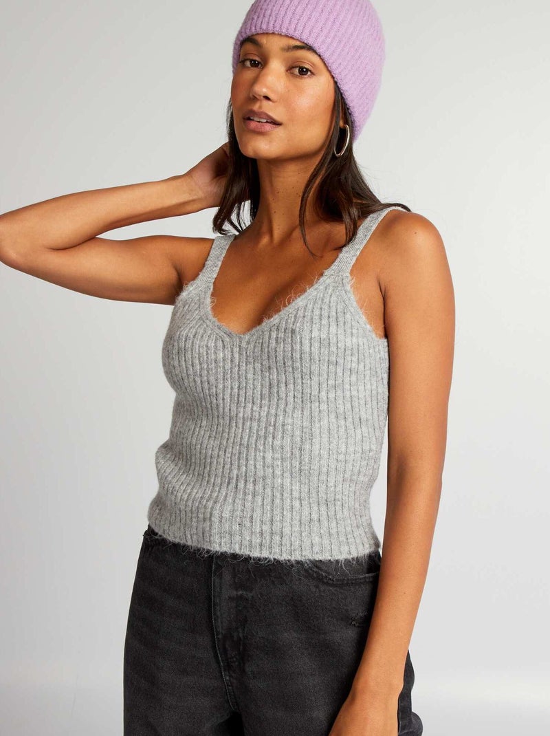 Singlet van tricot GRIJS - Kiabi