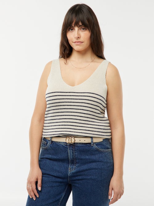 Singlet van tricot met strepenmotief en pailletten - Kiabi