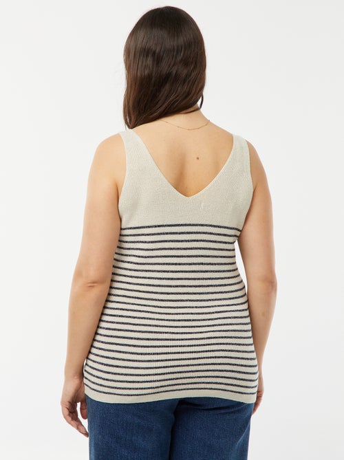 Singlet van tricot met strepenmotief en pailletten - Kiabi