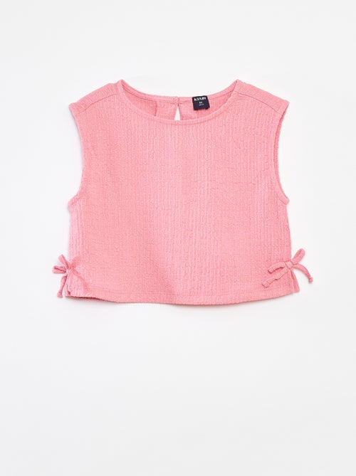 Singlet van tricot met wafeltextuur en motiefje - Kiabi