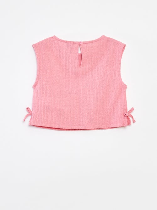 Singlet van tricot met wafeltextuur en motiefje - Kiabi