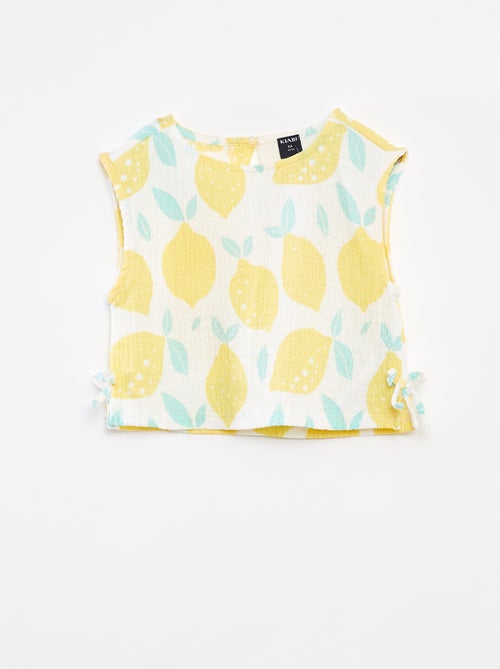 Singlet van tricot met wafeltextuur en motiefje - Kiabi