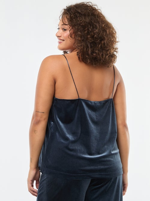 Singlet van velours met kanten boordje - Kiabi