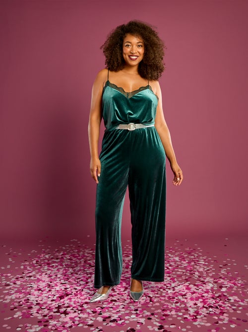 Singlet van velours met kanten boordje - Kiabi