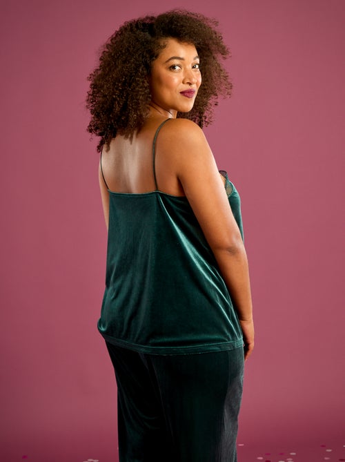 Singlet van velours met kanten boordje - Kiabi