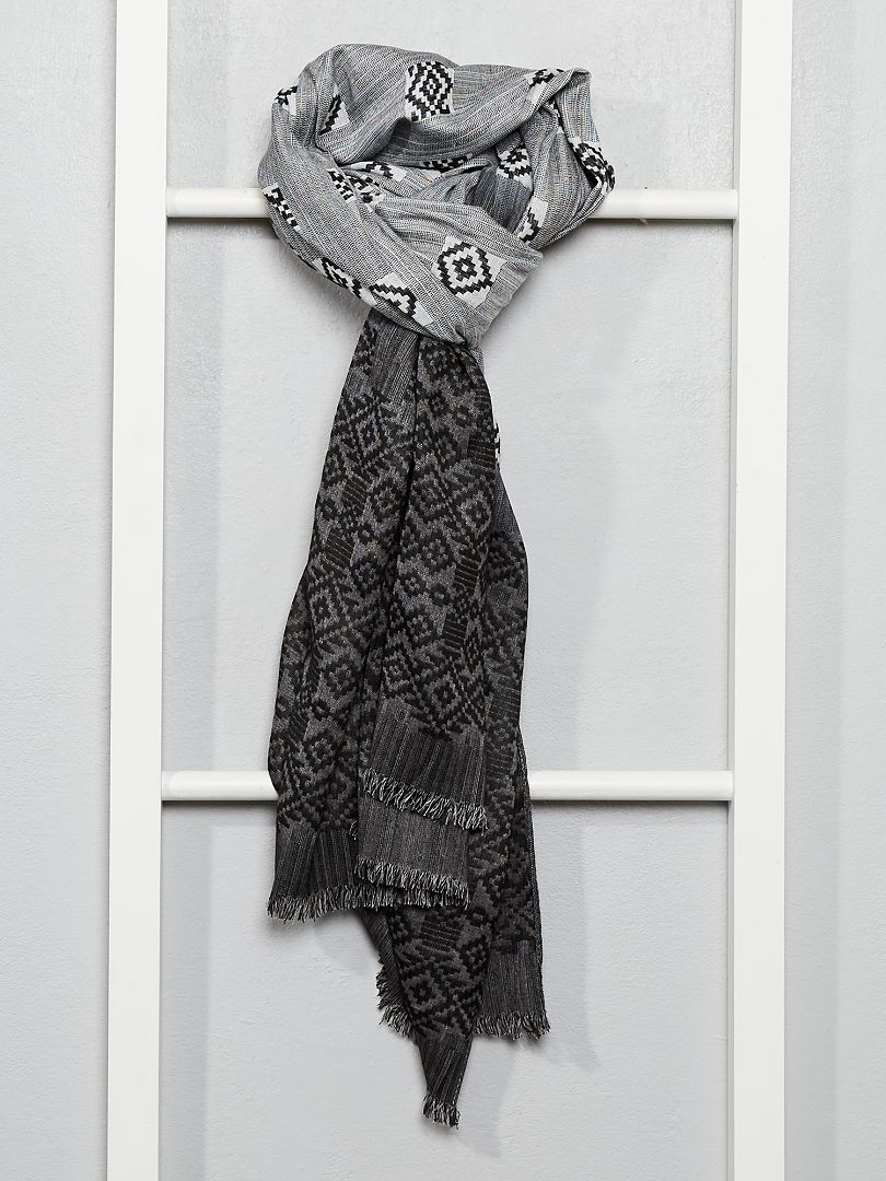 Sjaal met batikprint grijs - Kiabi