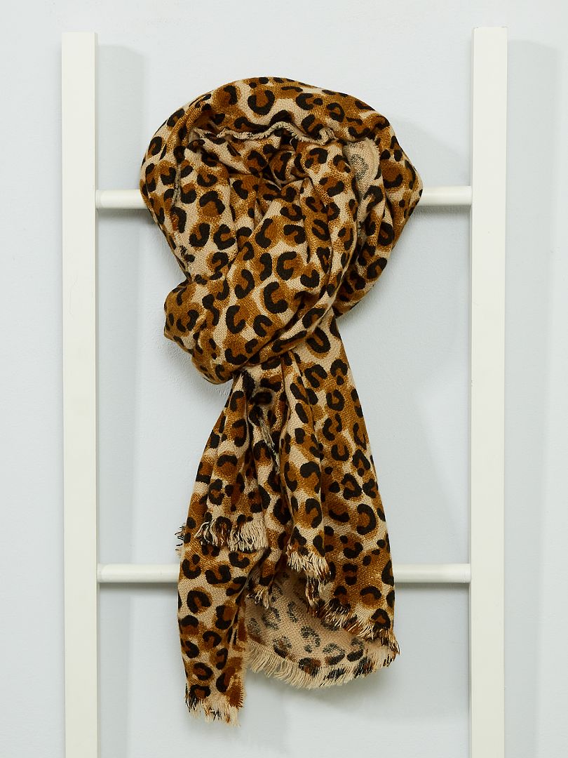 Sjaal met luipaardprint zwart / bruin - Kiabi