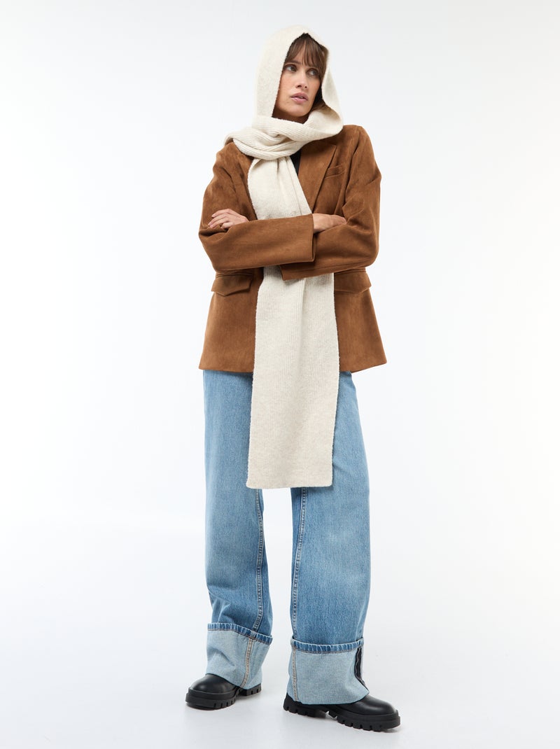 Sjaal van tricot met capuchon Biege - Kiabi