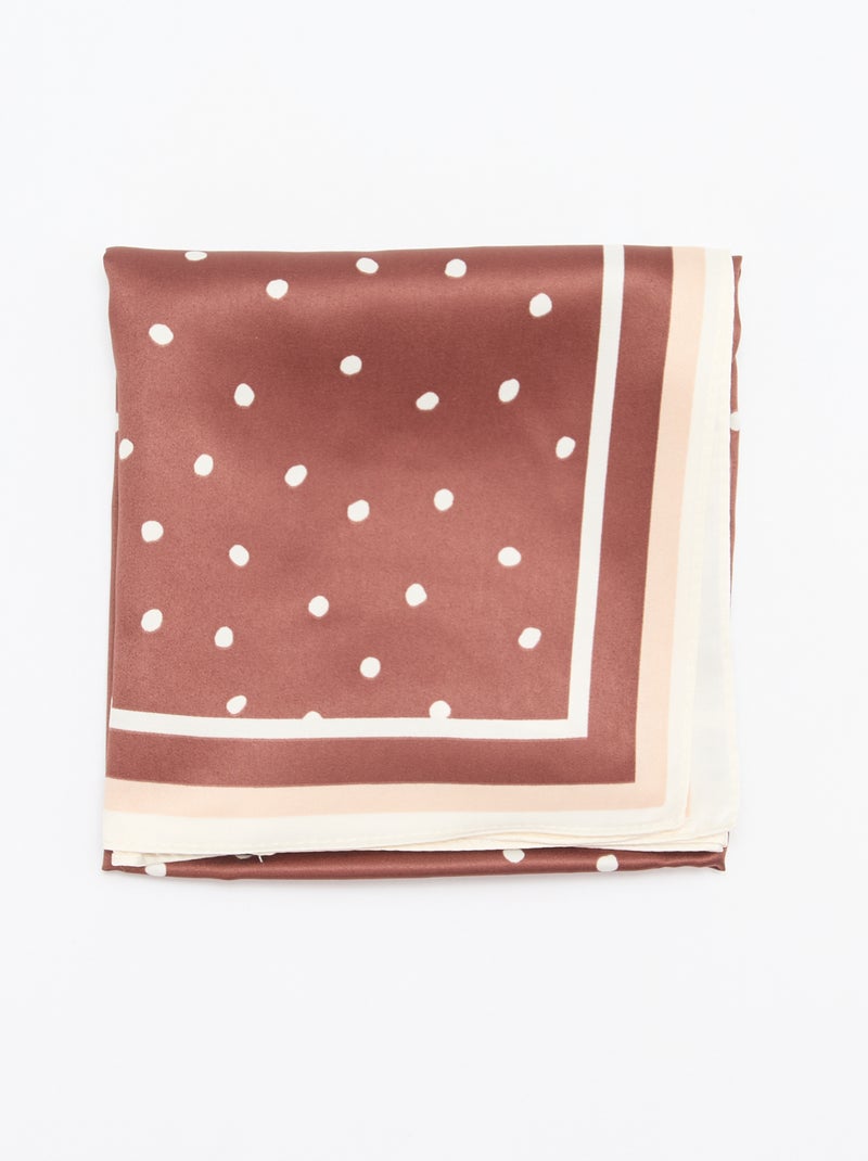 Sjaaltje van fantasie satijn (65x65 cm) Bruin - Kiabi