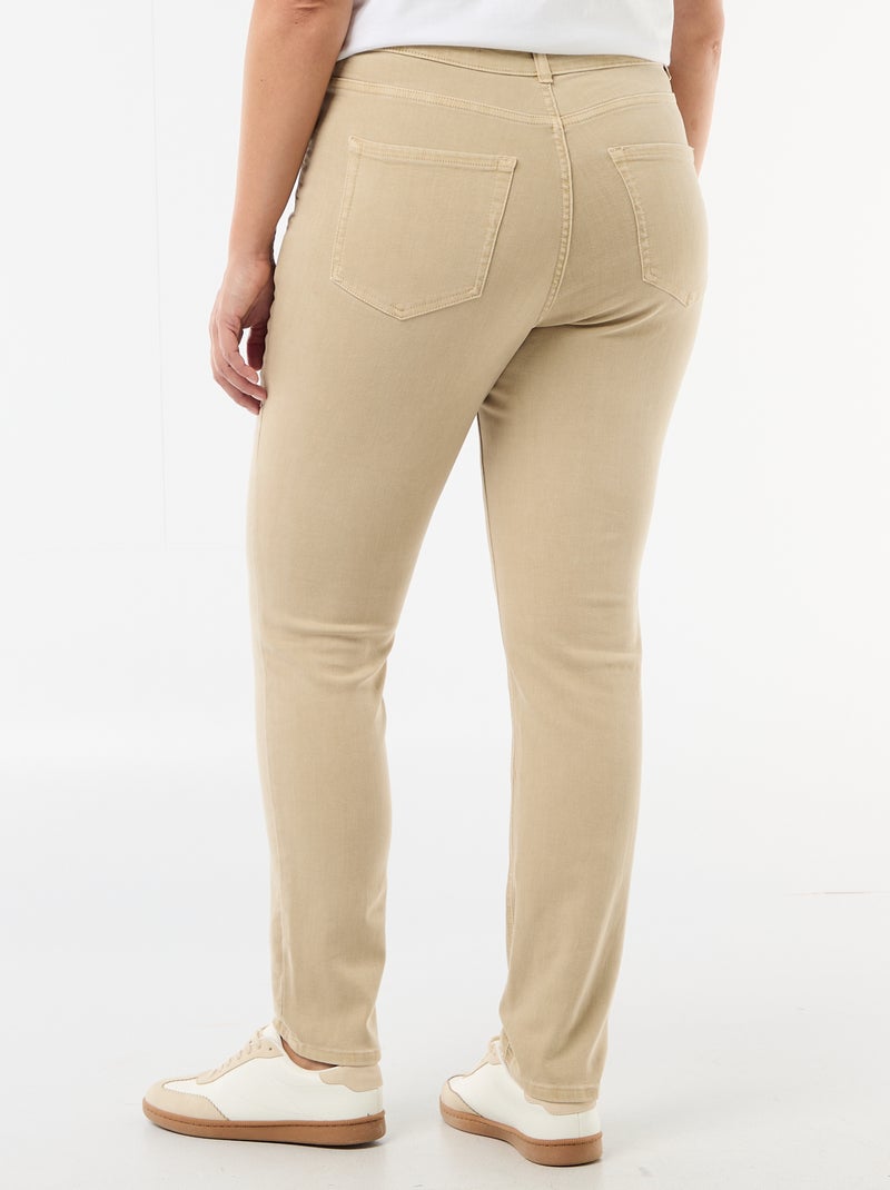 Skinny broek met hoge taille Biege - Kiabi