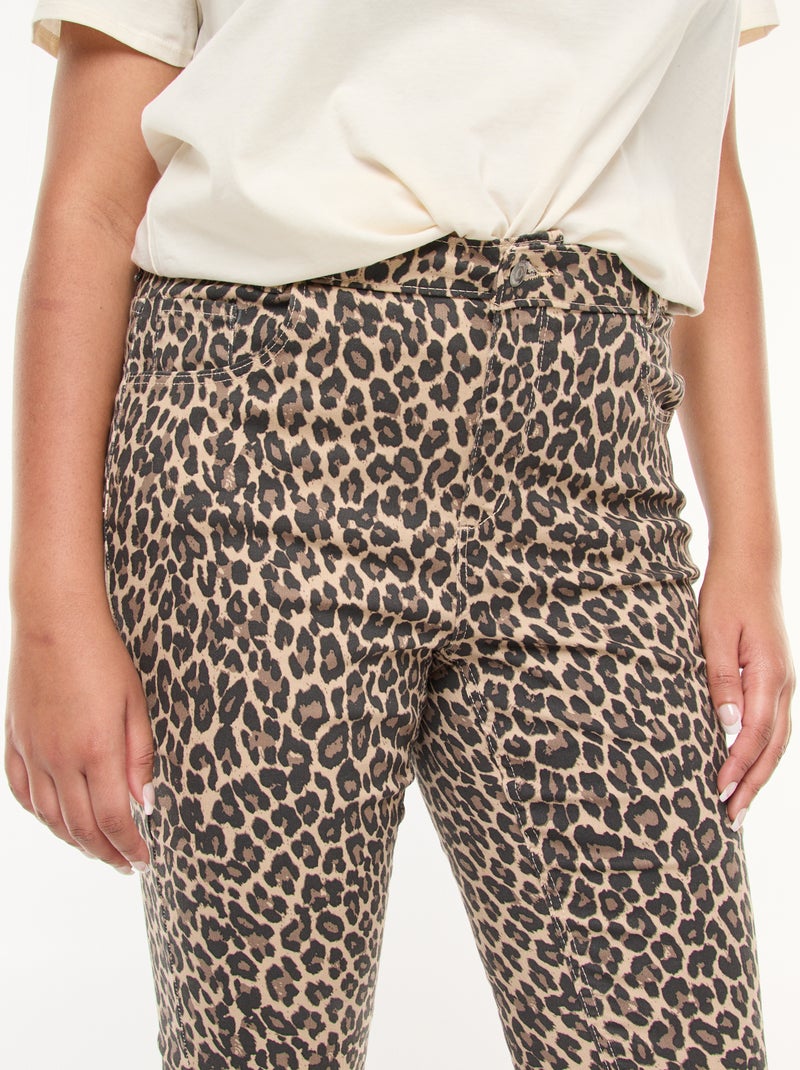 Skinny broek met hoge taille Biege - Kiabi