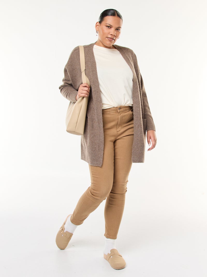 Skinny broek met hoge taille bruin - Kiabi