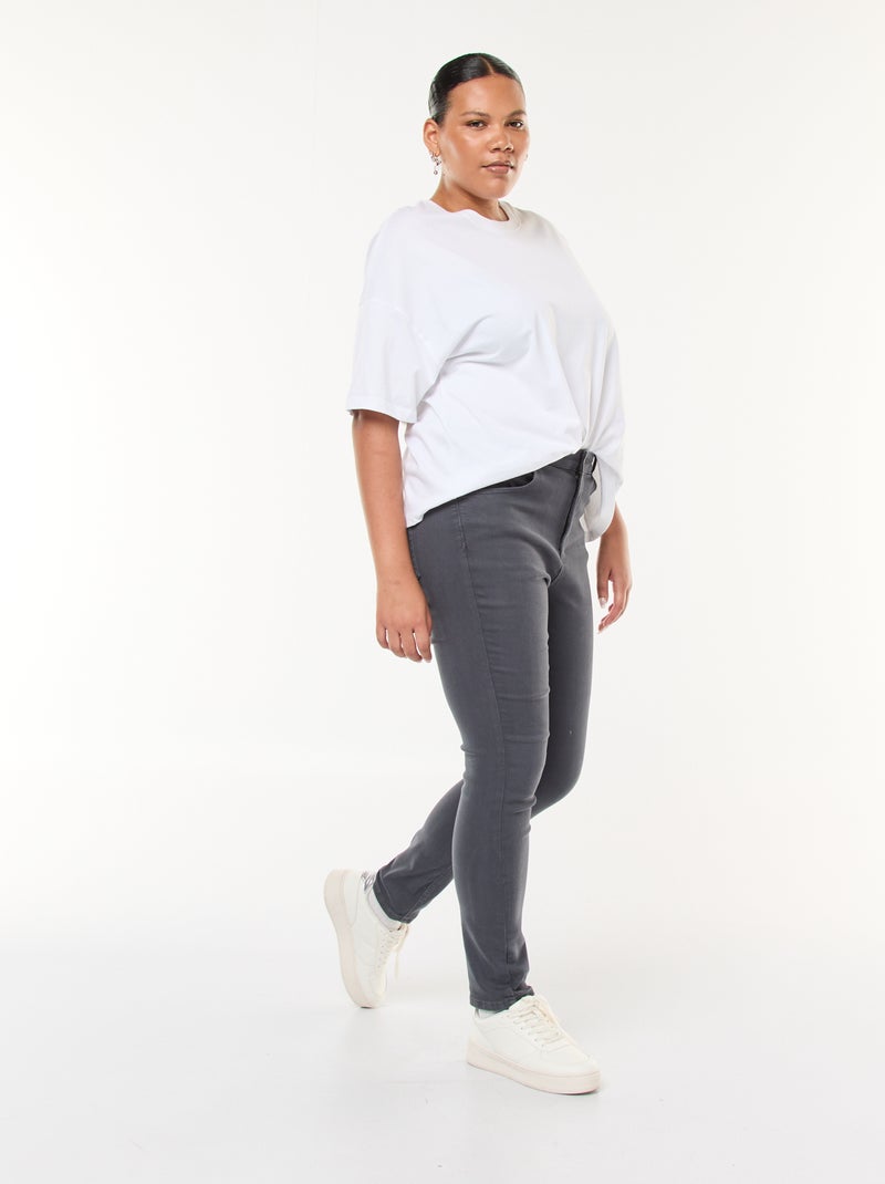 Skinny broek met hoge taille Grijs - Kiabi
