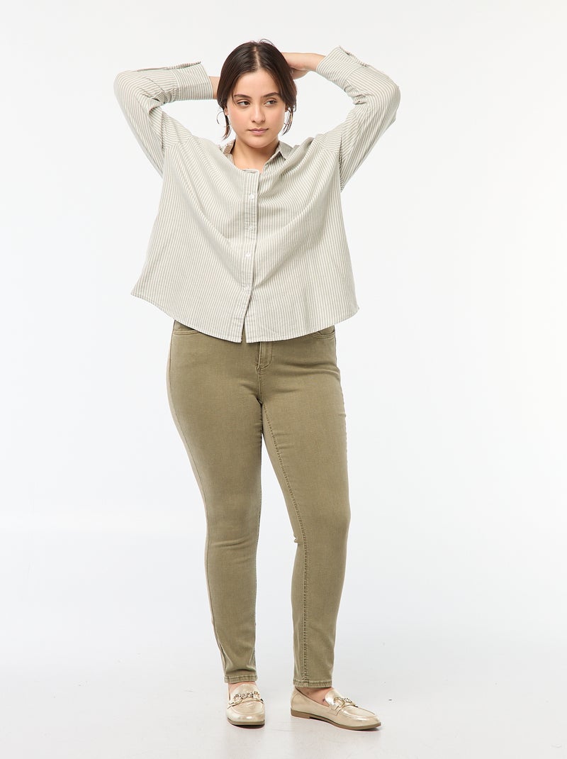 Skinny broek met hoge taille groen - Kiabi